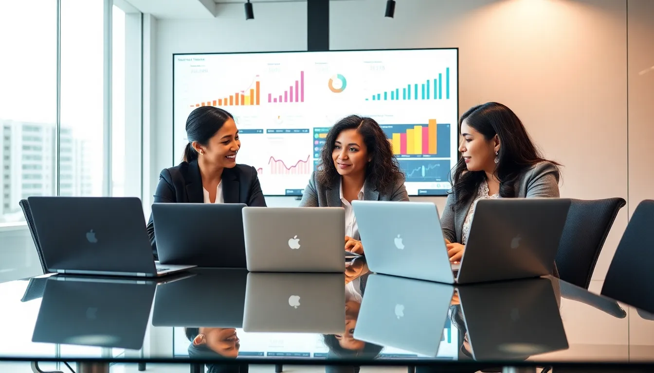 diverse team collaborating on digital marketing strategies in a modern office.