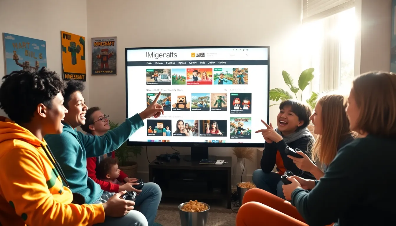a diverse group of gamers engaging with the ImagineerGames Minecraft content online.